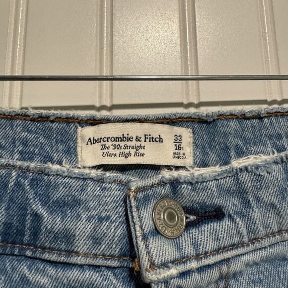 Abercrombie Fitch 90s Straight Ultra High Rise Jeans Size 16 - Picture 3 of 5